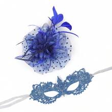 Máscara de encaje de fascinador estilo vintage de los años 20 para mujer, para carnaval, fiesta, Mardi Gras, baile de graduación (los accesorios para el cabello y las máscaras son desmontables) - Multicolor - Ver 11