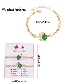 2 chiếc vòng tay mặt dây chuyền hình trái tim, thỏ Capybara, bằng hợp kim kẽm, đổi màu theo nhiệt độ, quà tặng sinh nhật cho bạn thân, trang sức đeo hàng ngày - Nhiều màu - Xem 6