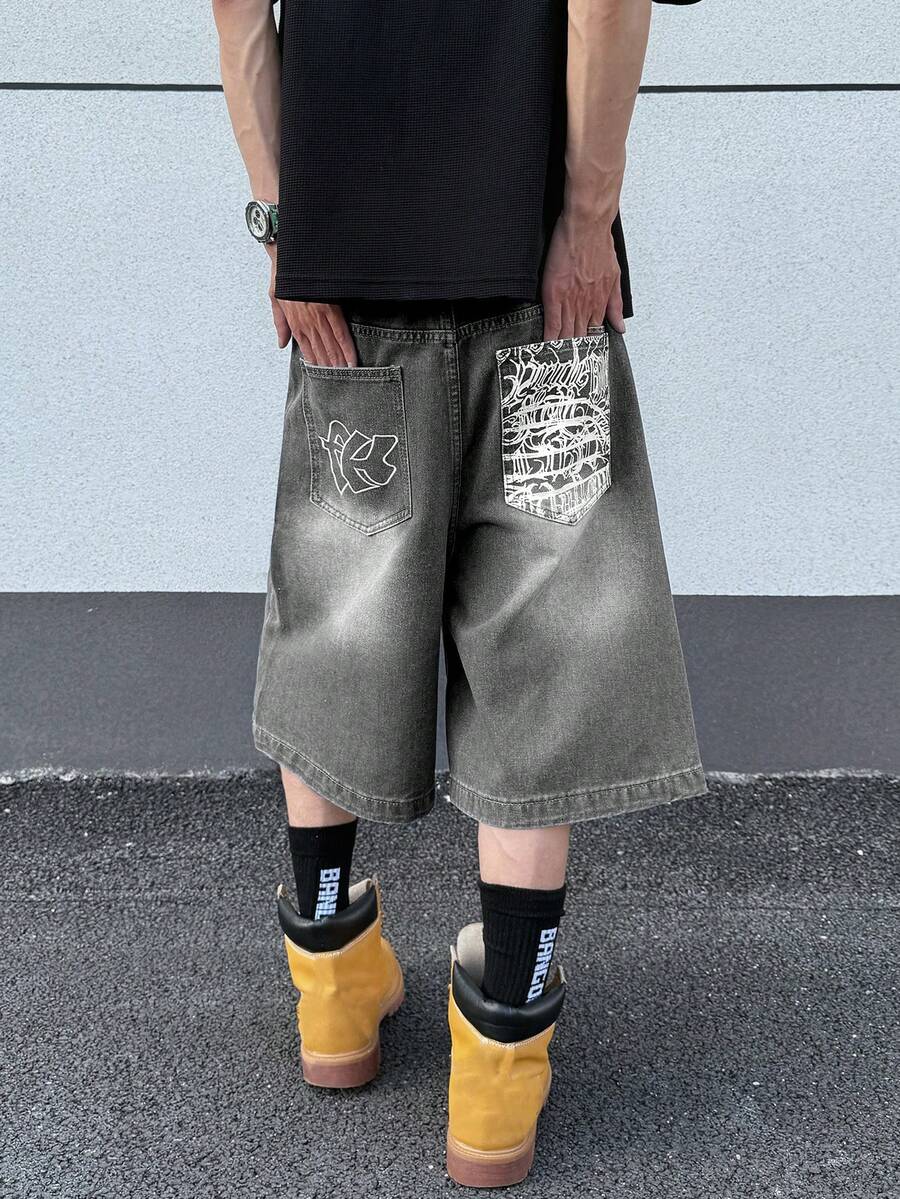 Globe Swift 男士牛仔刺绣印花短裤