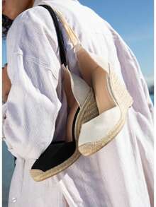 Women's Wedge Sandals Closed Toe Elastic Ankle Strap Espadrilles Comfortable Summer Shoes - Beige - View 6
