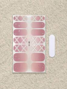 Stiker Kuku Warna Coral Pink, Stiker Nail Art Tahan Air, Warna Solid, Green Onion Pink, Stiker Kuku Gradien Ombre - Lilac Purple - View 3