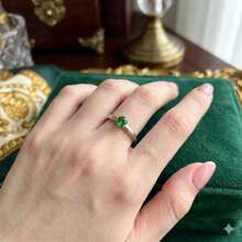 Stainless Steel Silver Solitaire Ring 5mm Graduation, Debutante - 綠色 - 查看 3