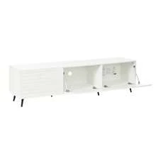 TV Stand Measuring 180 X 40 X 48 Cm With 3 Hinged Doors, Low Style, TV Stand, Cabinet, Living Room Furniture, Patterned Design, White Color, Suitable For TVs Up To 80 Inches, Large Storage Space, Made Of MDF. - 白色 - 查看 11