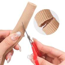 QKC 1件装纤维硅胶脚趾和手指保护套，舒适的脚趾套可防止脚趾摩擦 - 駝色 - 查看 4