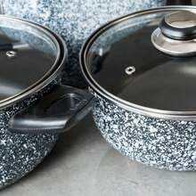 Batería De Cocina De Peltre Cinsa 10 Piezas Granito Mármol Blanco Inducción - Ver 7