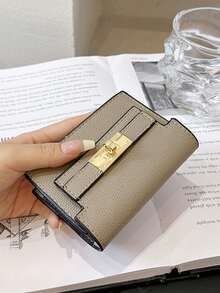 Women's Wallet And Card Holder All-In-One, Multi-Functional Card Organizer, Soft Embossed Leather Short Wallet - Khaki - View 6