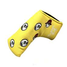 Funda de putter de golf en forma de L con patrón bordado, protector de cabeza de palo recto - Amarillo - Ver 2