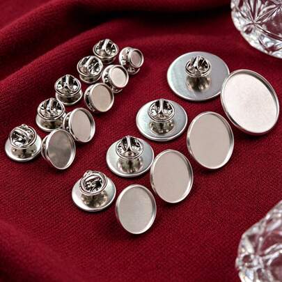 10 chiếc ghim cài áo bằng thép không gỉ 304, đế ghim cài áo hình tròn, phụ kiện làm đồ trang sức thủ công DIY.