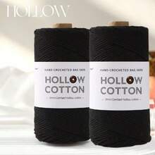 300g Sợi cotton rỗng dùng để móc thủ công các sản phẩm như túi xách, mũ, gối, 150g * 2 cuộn = 300g - Bông rỗng 2 trục - Xem 27
