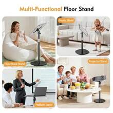 Soporte para libros de piso para lectura soporte para libros de pie con clip de página altura ajustable de 26.5 a 56.5 pulgadas soporte de podio portátil con panel giratorio para libros - negro gris GrayBlack - Ver 7