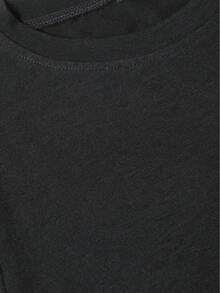 Camiseta de Mujer con Estampado de Letras de Dibujos Animados, Estilo Casual Holgado - Negro - Ver 3