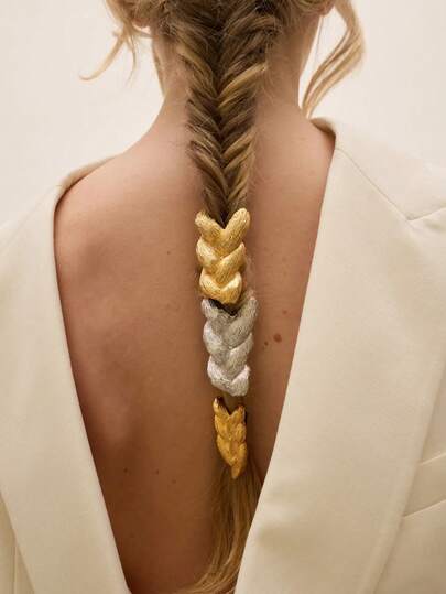 1/2/3PCS Minimalist Metal Braided Hair Tie, Elegant High Ponytail Holder, Vintage Gold/Silver Tone Hair Accessory For Women, Daily Wear & Party