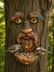 Face Tree Bird Feeder - Tree Face Decor, Tree Hugger, Garden Decor, Outdoor Decor, Yard Art, Bird Feeder, Tree Ornament, Garden Sculpture, Whimsical Tree Face, Old Man Tree Decor, Fairy Garden Decor, Yard Decor, Lawn Decor, Bird Lover Gift, Garden Gift, Outdoor Decoration, Spring Garden Decor, Summer Garden Decor, Tree Decoration, Garden Statue - Multiple Styles - View 4