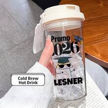 1個/5個 500ml 畢業帽玫瑰印花便攜旅行杯 - PC透明咖啡杯，防漏便攜水瓶附吸管與提繩，適合旅行、健身房、辦公室與學校 - 給畢業生與學生的優質禮物，畢業季冰咖啡理想之選 - 多色-學士帽did it - 查看 18