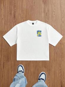 Manfinity Roghcode Camiseta holgada informal con gráfico de eslogan de montaña para hombres, adecuada para verano y como regalo de amigo - Blanco 1 - Ver 2