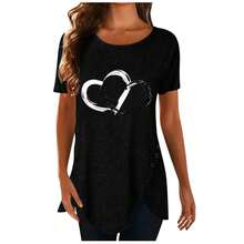 Camiseta de moda de talla grande para mujer, Tops informales con cuello redondo, camisetas holgadas con estampado Floral, camisa tipo túnica - estilo7 - Ver 3