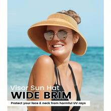 Beach Sun Straw Hats For Women, UPF 50+ UV Sun Protection Wide Brim Summer Straw Hat Foldable Packable Roll Up Cap - 12cm - Khaki - View 5
