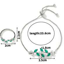 Bộ trang sức gồm vòng tay và nhẫn hình lá đính đá Zirconia nhiều màu sắc, chất liệu Dopamine, thích hợp cho nữ giới đi du lịch mùa xuân/hè và đeo hàng ngày. - Bạc - Xem 6