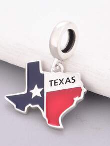 1 Mặt dây chuyền hình bản đồ và cờ bang Texas bằng bạc Sterling 925, hạt trang trí tráng men hình kỷ niệm nước Mỹ, phù hợp với vòng tay, trang sức không gây dị ứng. - Bạc - Xem 3