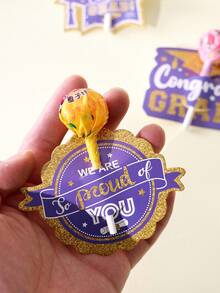 Graduation Lollipop Decoration Cards, Multiple Styles Of Graduation Cap Design, Available In Red/Black/Purple. Graduation Party Candy Insert Cards, Graduation Candy Packaging Accessories, Suitable For Graduation Celebration Events, Easily Set The Holiday Atmosphere, Add A Sense Of Ceremony To Candies, Popular Items For Graduation Party Decorations. - Multicolor - View 3