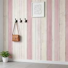 1 Roll Of Shabby Chic Pink And White Self-Adhesive Vinyl Wood Grain Wallpaper/Waterproof And Removable/Peel And Stick/Bedroom Living Room Kitchen Cabinet Wall Furniture Renovation/Old Wooden Door Renovation/Background Wall Decoration/Renter Friendly - Pinkish-white Wood Grain - View 13