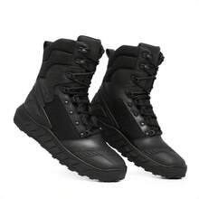 Bota Coturno Militar Tático Masculino Couro Legítimo Biqueira Reforçada Confortável Cano Alto - Preto - Visão 4