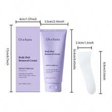 OceAura 100g/3.53oz Hair Removal Cream,Gentle And Non-Irritating To Skin, Semi-Permanent Hair Removal, Suitable For Facial, Lip, Underarm, Leg, Arm, And Intimate Areas - 紫色 - 查看 10