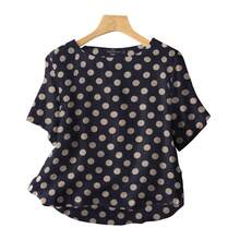 ZANZEA-Blusas informales holgadas de lunares para Mujer, Blusas de media manga con cuello redondo, moda de vacaciones para Mujer, Tops para el día a día 2024 - Naranja - Ver 2