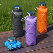 Reusable & Portable Collapsible Bottle/Cup (With Leak-Proof) - Silicone Foldable Travel Bottle (Upgraded Design); Fitness, Camping, Hiking, Travel, And Various Sports; Lightweight And Durable. 6NXS - Orange - 查看 5