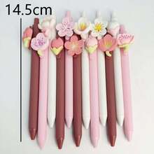 3/5pcs Cute Cartoon Gel Pens, Random Styles With Big Eyes Design, Floral Decor Smooth Writing Pens, Pressurized Signing Pens, Suitable For Office, Writing, Stationery, Gifts, School - Multicolor Style B - View 2
