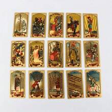 1pc Gold Foil Tarot Cards, Colorful Hot Stamping Plastic Waterproof Board Game, Card Game, Fortune Telling Cards, Durandly Paper, Suitable For Indoor Games, Stress Relief, Family Entertainment, Party Games, Office Games, Team Building, Multiplayer Interaction, Backyard Games, Travel Games, New Year Party, Party Favors - 1 套 - B 型防水 - 查看 3