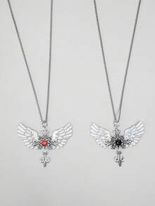 1 pieza Collar con colgante de cruz de circonita con estilo gótico, adecuado para mujeres - cruz - Ver 6