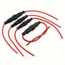 5pcs, Lead-Wire Fuse Holder Black Waterproof With Red Wire Fuse Holder For Automotive, Home DIY Circuit Protection - Black - View 4
