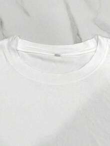 Casual hombre camiseta de manga corta hombre todos los días versátil jersey camiseta cuello redondo hombre top - Blanco - Ver 4