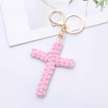 1pc Minimalist Luxury Cross Pendant Decor, Handmade Woven Keychain Accessory, Fashionable Car Key Chain, Suitable As Gift For Mother's Day, Valentine's Day, Labor Day, Thanksgiving, And Other Holidays - Multicolor - View 8