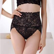 Set de 4 Piezas Bragas de Encaje Cintura Alta para Mujer, Cómodas y Transpirables, Ropa Interior de Ajuste Suave para Uso Diario - 4 Colores Mix - Ver 12