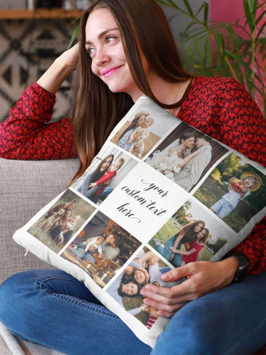 [Custom] 1pc Customized Plush Throw Pillow Cover, Square Cushion Cover With Custom Graphic Suitable For Living Room Bedroom Home Decor, Pillow Insert Not Included - Multicolor - View 1