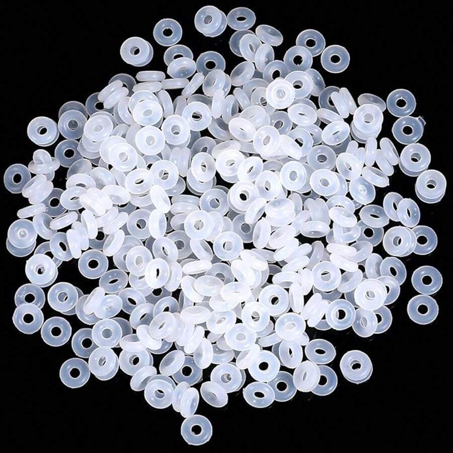 200pcs Silicone Stopper Rings, Transparent O-Rings, Rubber Spacer Beads For DIY Jewelry Making, Bracelet, Necklace Accessories - Including Stopper Rings, Flat Bead Stoppers, Clasps, Donut Shaped Spacers - White - View 1