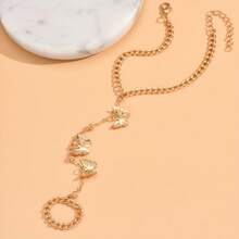 Fashionable Vintage Butterfly Pendant Chain Finger Bracelet - 金色 - 查看 3