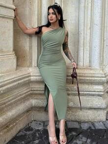 Vestidos Maxi para Mujer, Vestido Sexy Negro sin Mangas con Espalda Descubierta, Vestido Ajustado de Verano, Moda Femenina, Vestido Elegante para Fiesta y Club - Beis - Ver 3