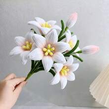2/4/6/8支人造百合花，仿真百合花束，适用于家居插花、香氛花束、花店用品、INS风格装饰、自然花束、家居装饰、桌面装饰、婚礼中心摆件、春夏派对及节日装饰（母亲节、复活节、感恩节） - 彩色 - 查看 9