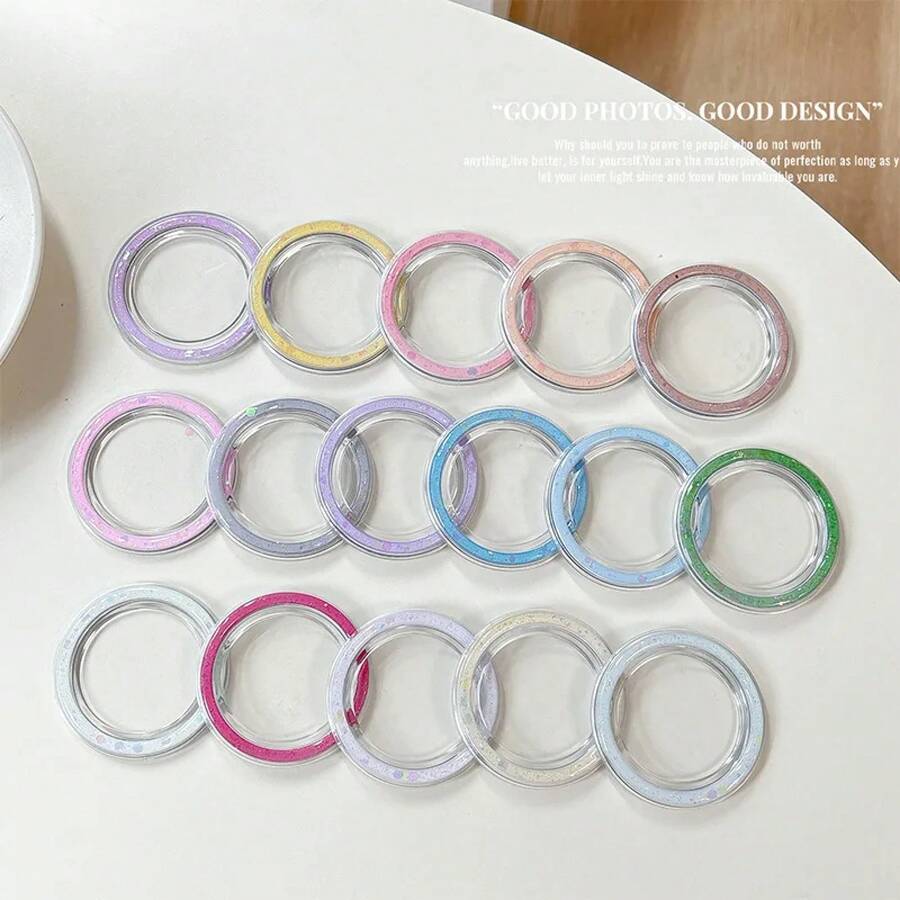 Soporte de teléfono redondo con borde rosa sencillo - OCÉANO AZUL - Ver 1