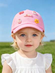1顶幼儿女童棒球帽，可爱3D卡通装饰可调节遮阳帽，儿童棒球帽，适合夏季海滩、公园、度假和户外活动 - 淺粉色 - 查看 2