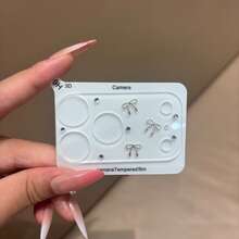 柔軟可愛鑽石爪印鏡頭貼膜 女生心形鑽石鑲嵌防刮鏡頭貼片 適用於 Apple 17Pro/17PROMax - 水鑽蝴蝶結鏡頭膜 - 查看 9