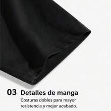 Linda camiseta de algodón de manga corta para mujer, sexy y con temática otoñal, con estampado gráfico LOVE. - Negro - Ver 5