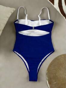 Body elegante y sexy de tirantes finos de color rojo para mujer, adecuado para fiestas y reuniones, vacaciones de primavera/verano - Azul - Ver 6