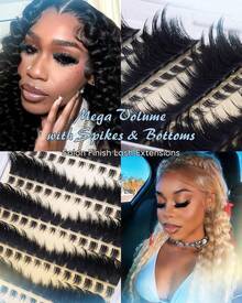 CORUSCATE Lash Clusters Dramatic Cluster Eyelash Extensions Spikes Lashes Cluster With Bottom Lashes Mink Strip Individual Lashes Mega Spikes Full Eyelash Clusters Pre Mapped Cat Eye Lash Extension - MàuB - Xem 2
