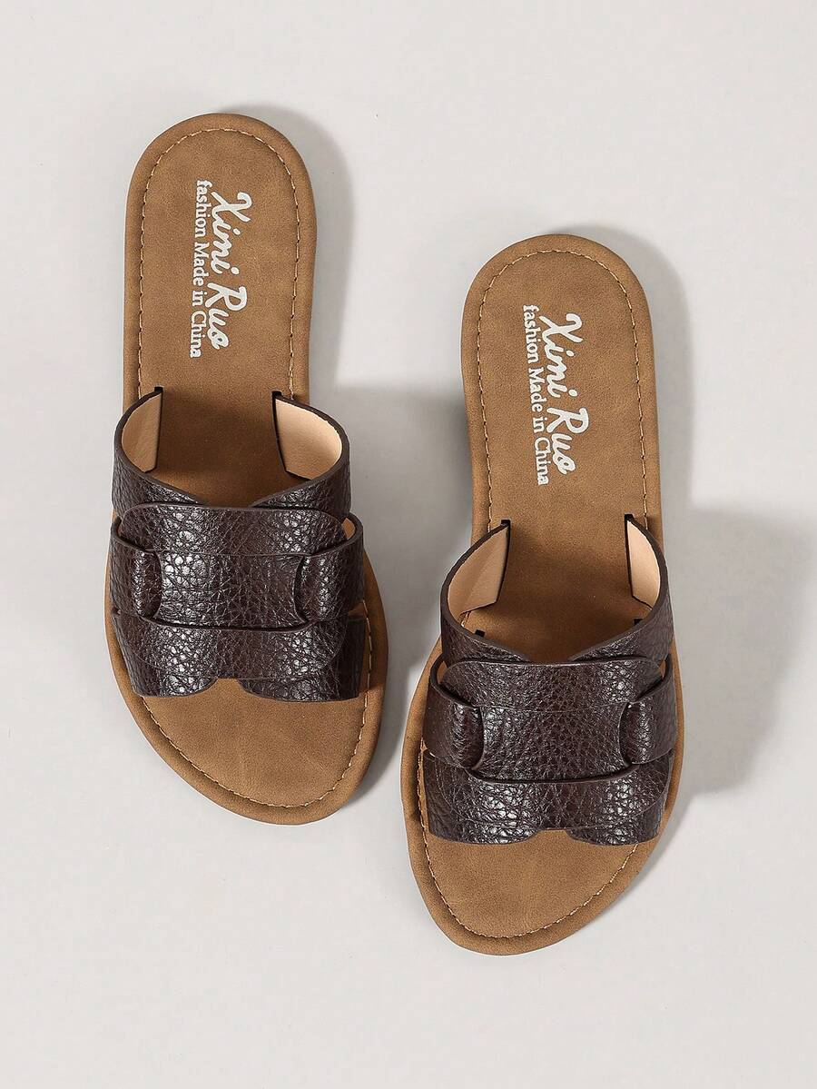 Ximi Ruo Sandal đế bằng nữ kiểu dáng La Mã đan lát, thích hợp cho mùa xuân, hè, đi biển, du lịch, phối cùng váy vóc và trang phục ngoài trời. - Cà phê nâu - Xem 1