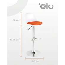 olu Sillas Altas para Barra y Comedor Sillas Giratorias 360° con Respaldo y Asiento Tipo Vino Piel Ajustables en Altura para Oficina y Hogar Blancas y Negras - Naranja - Ver 4