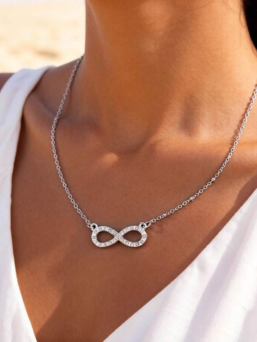 imoli Vòng cổ Rhinestone Infinity Charm